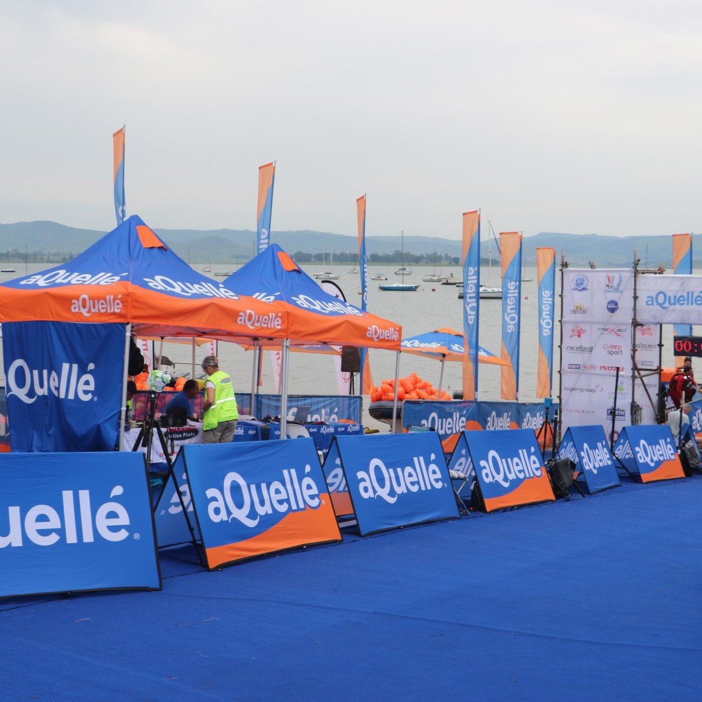 Branded gazebos at an outdoor event